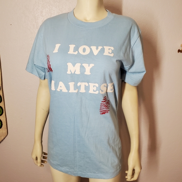 Vintage 80s Anvil Maltese Blue Tshirt - Picture 7 of 10